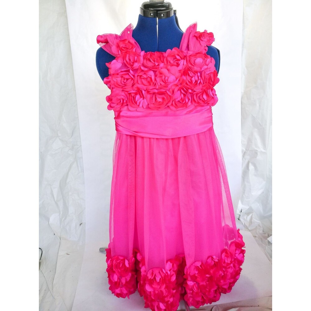 Kiki USA hot pink flowers dress 10 pageant